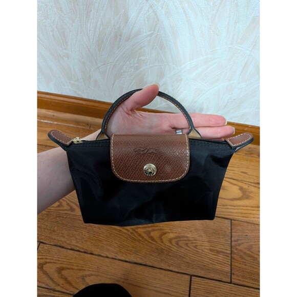 New Wo Tags LE PLIAGE ORIGINAL POUCH WITH HANDLE Black Xs Bag QuietLuxury Preppy - Picture 1 of 8